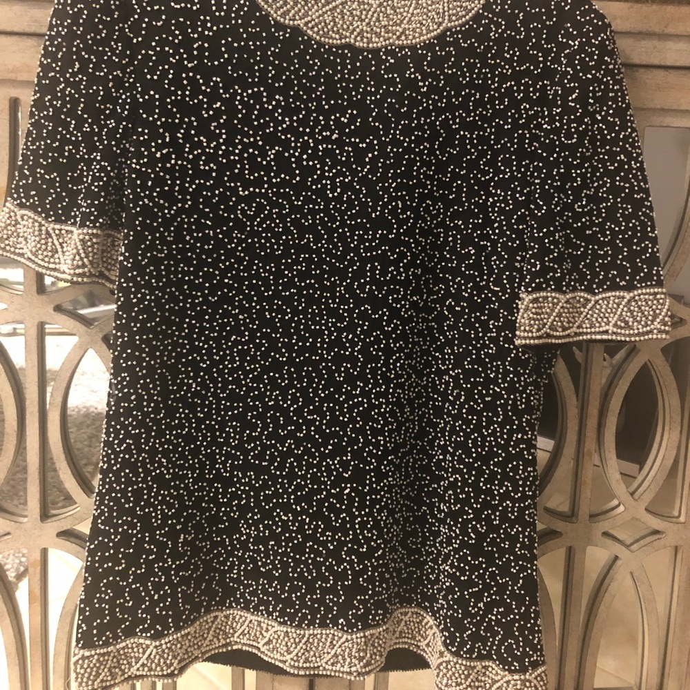 Beaded 100% silk embellished top shirt-made in India